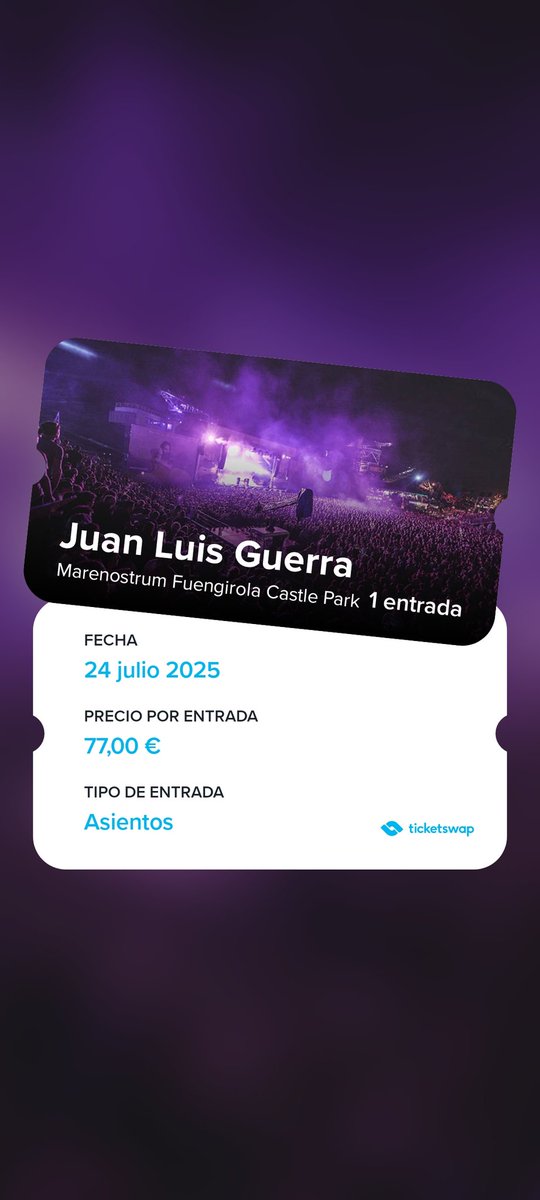 NachoCDP's tweet photo. Tengo una entrada para ver a Juan Luis Guerra en Fuengirola. Es en la grada Si la quieres....

https://t.co/2M7LO2u91n https://t.co/dBCZwlkA0C