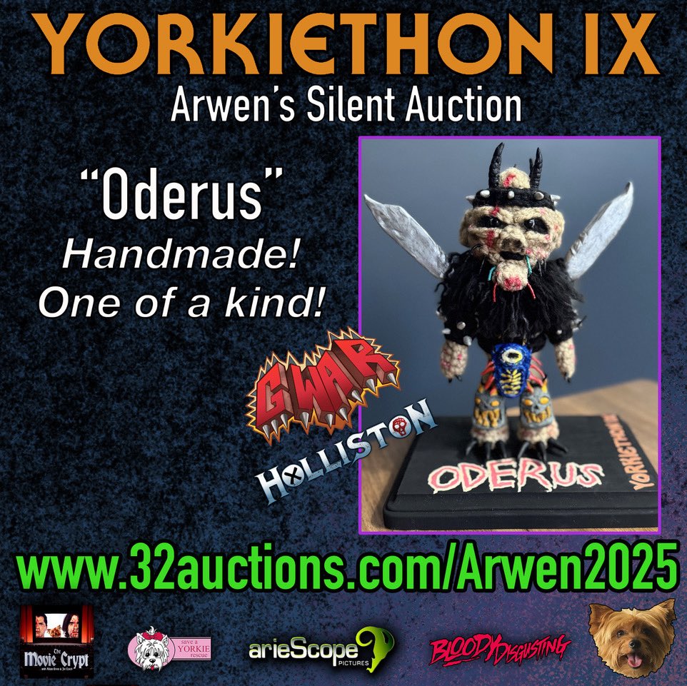 Look at this amazing handmade “Oderus!” Buy stuff - save dogs: 32auctions.com/Arwen2025 <a href="/gwar/">GWAR</a> #Yorkiethon9