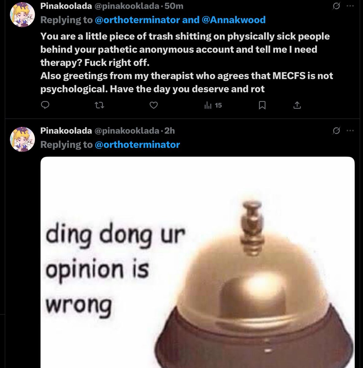 orthoterminator's tweet image. Know why you’re angry? Because I’m insulting? Rude? Cruel? No, because deep down your psyche knows truth. Psyche is holding you prisoner in your own body. Tragic. Enemy is within not without. Same in anorexia nervosa. Psyche will kill host rather than allow them to see truth.