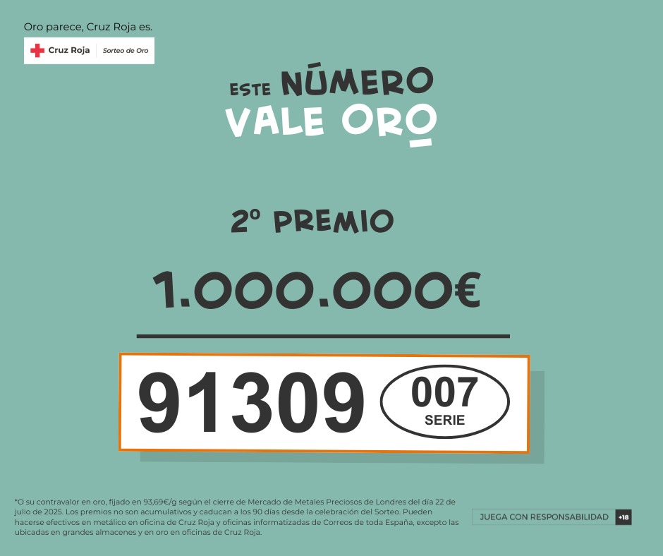 2º Premio

#OroPareceCruzRojaEs 
#ValeOro 
#SorteoDeOro