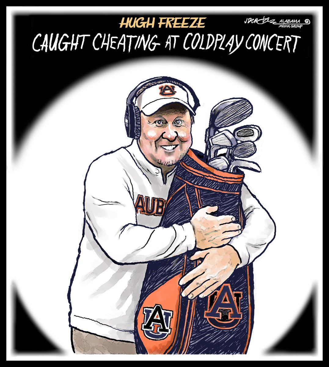 aldotcomTigers's tweet image. Auburn's Hugh Freeze caught playing around 🏌️
Cartoon by @CroweJam