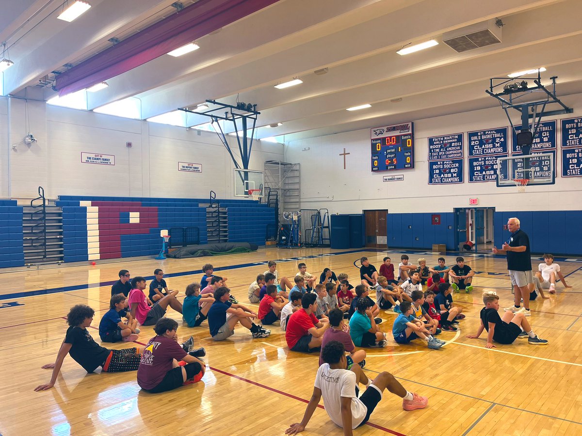 Head Coach Steve Phelps getting the hoopers  ready for another day at our  Annual “Shoot for Success” Basketball Clinic.