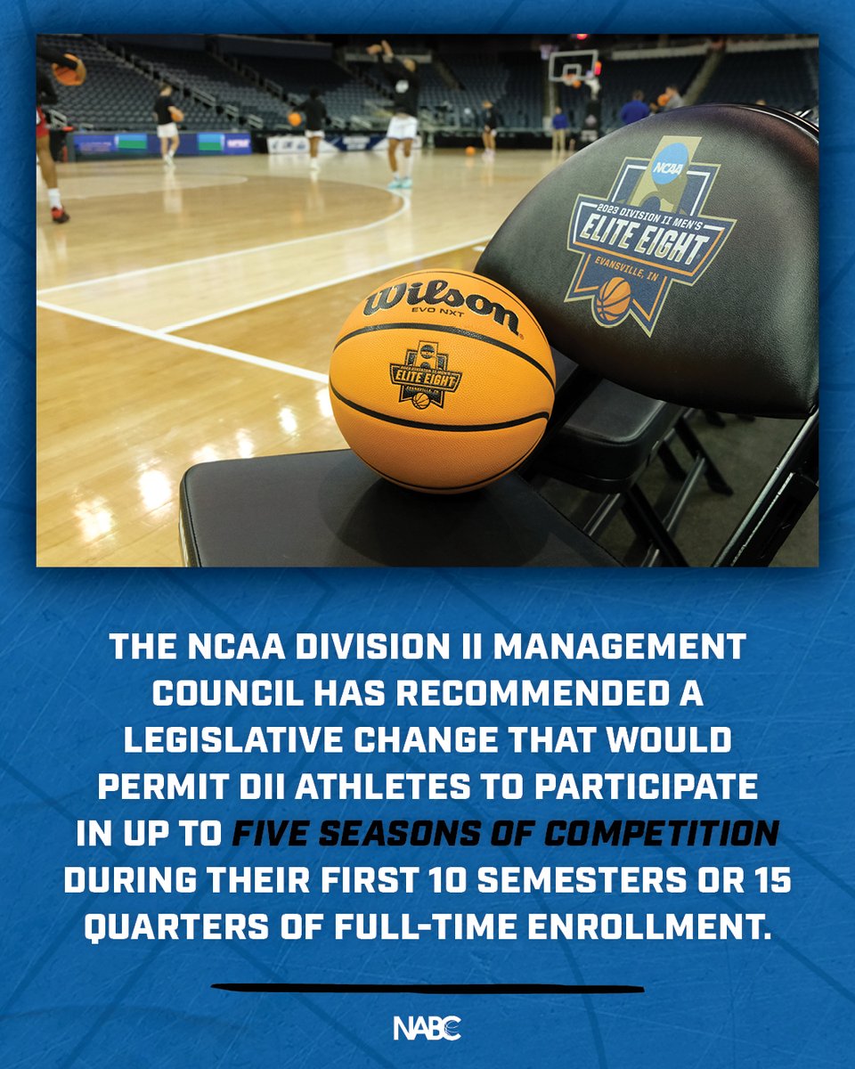 The NCAA Division II Management Council has recommended a proposal that, if adopted, would give DII athletes five seasons of competition.