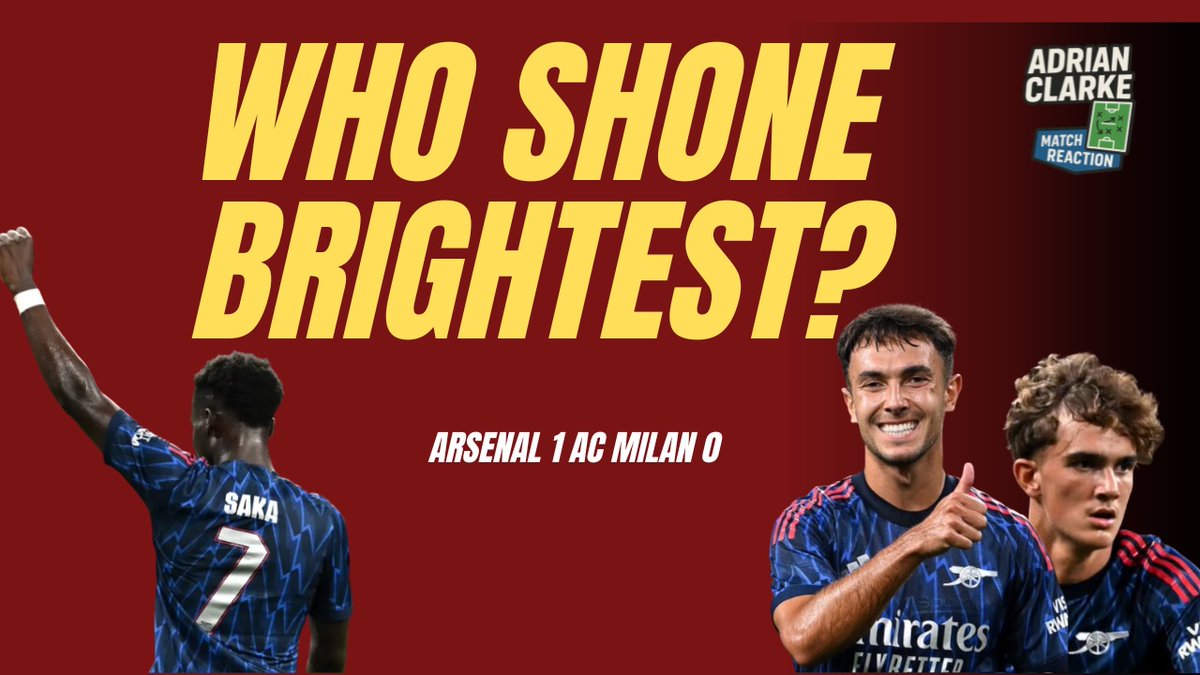 adrianjclarke's tweet image. I'm off and running on YouTube!
Here's my first video and it's my analysis of individual performances during Arsenal's 1-0 win against AC Milan earlier today.
It was a match I co-commentated on.
Please give it a watch! (and tell your friends 😄)
youtu.be/LdVzdRBdp1M