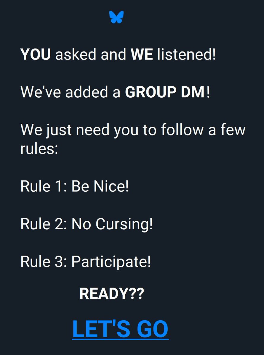 Dustinkcouch's tweet image. oh hey that other app finally added a group DM