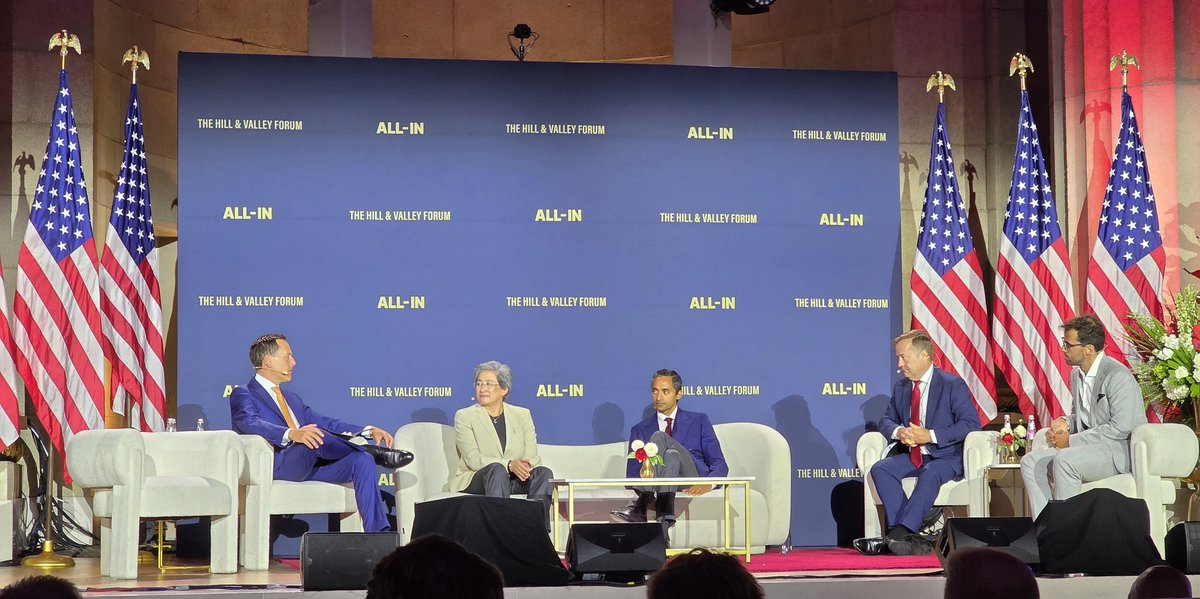 PatrickMoorhead's tweet image. AMD's @LisaSu on-stage here at the "Winning The AI Race" doing a great job answering very hard questions from @Jason, @chamath, and @friedberg. and @zebulgar. Will give you a readout later.
$AMD