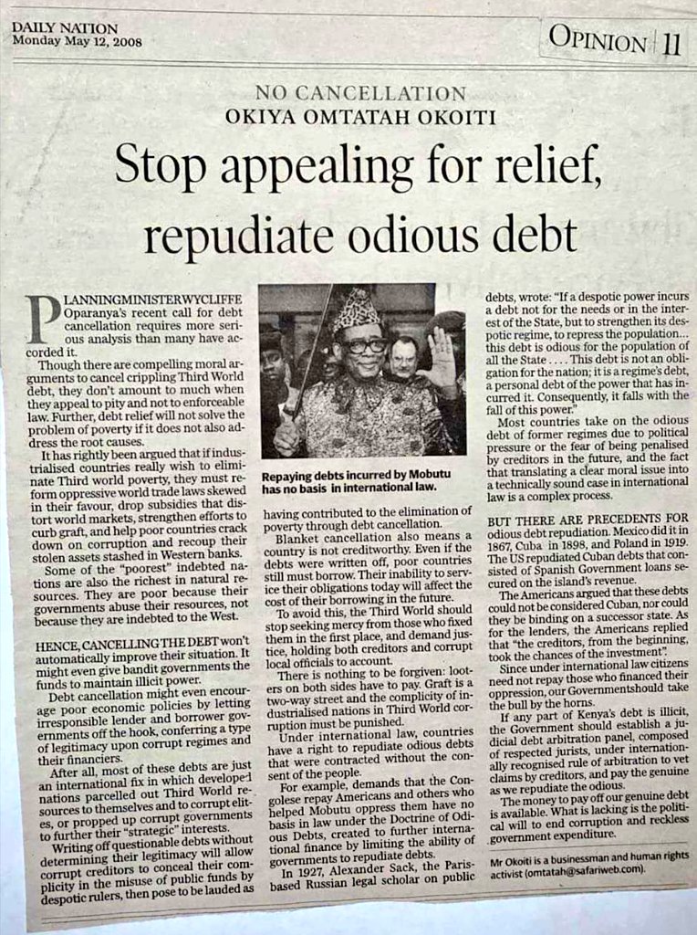FourthArchetype's tweet photo. Omtatah was writing about 'odious debt' 17 years ago. 
He is literally obsessed. https://t.co/RpP73AhcXK