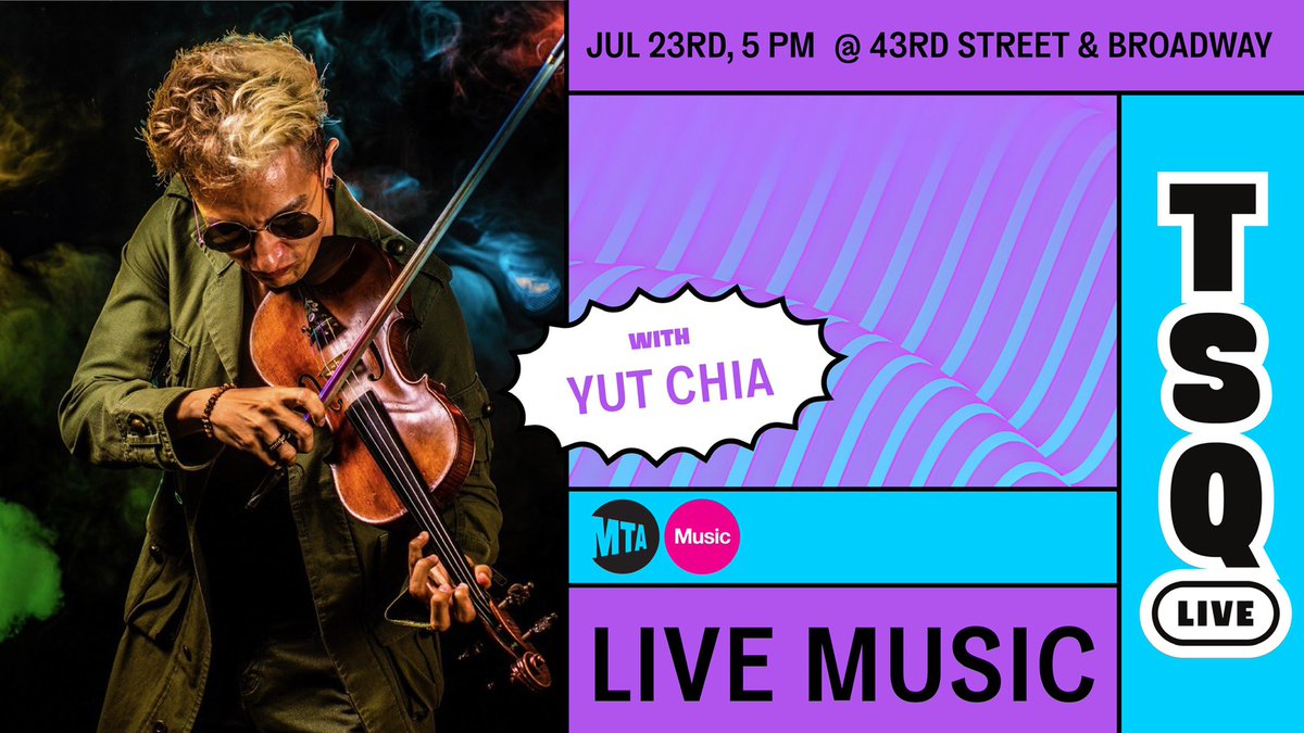 TimesSquareNYC's tweet image. We’re feeling the music! 🥁 TSQ Live TONIGHT for Live Music with MTA MUNY @MTAArtsDesign | Yut Chia at 5pm, Broadway & 43rd Street in Times Square 🌟 tsq.org/live
#NYC #TimesSquare #NYCEvents #NYCFreeEvents