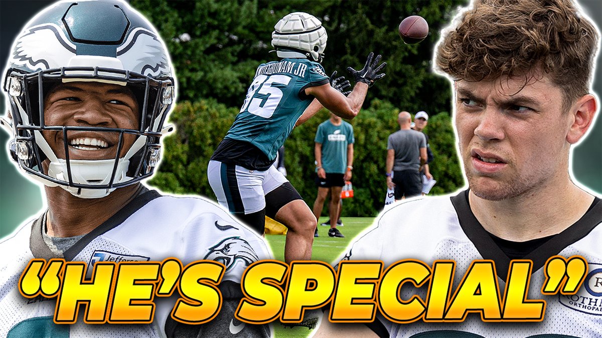 RealThomasMott's tweet image. My Day 1 Eagles camp recap just went live! 🦅🔥
🔹 DeJean’s new role ⚡
🔹 Surprising WR standout 👀
🔹 Jalyx Hunt looks “Special” ✨
Watch here ▶️ youtu.be/5SRitzK_Jfc?si…