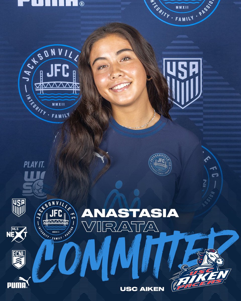 jacksonville_fc's tweet image. Big congrats to Anastasia Virata on her commitment to USC Aiken! We’re so proud of you and pumped to see what’s next as you join the Pacers. Keep doing your thing!!!
#PlayerDriven #904JFC