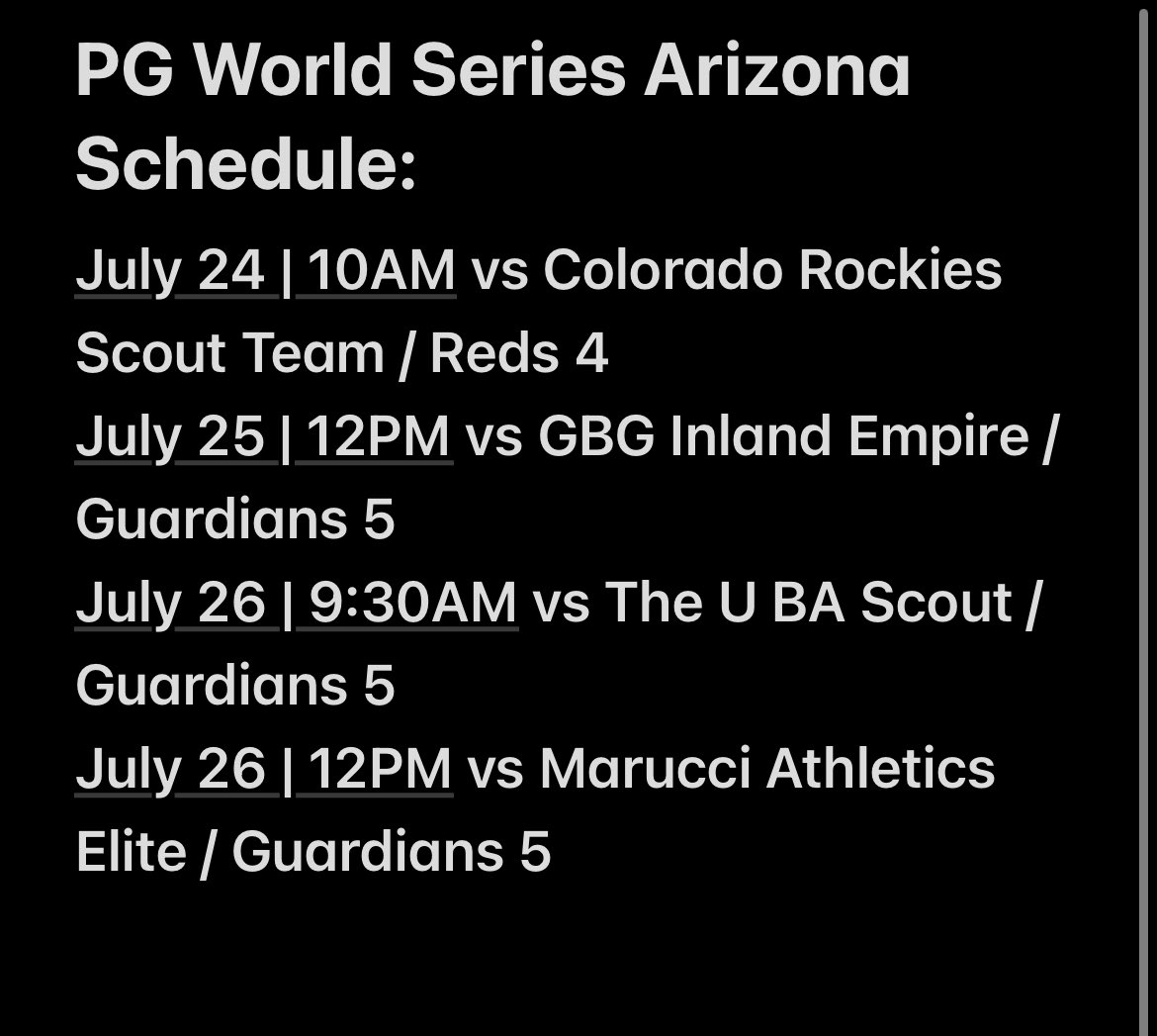 KadynM26's tweet image. Here is my schedule for the PG World series, I will be playing with the @5starpacific team. 

@ILBaseAcademy