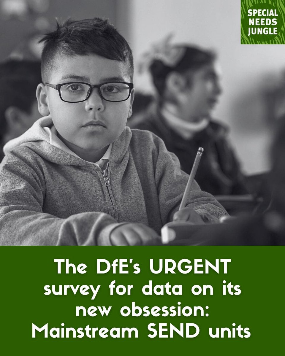 SpcialNdsJungle's tweet image. On SNJ Today: Give your views to @educationgovuk about mainstream #SEND units, a future it seems to have pinned its hopes on. All good, or is there a risk of shunting children into generic provision? We give you our views, then please give the DfE yours specialneedsjungle.com/government-obs…