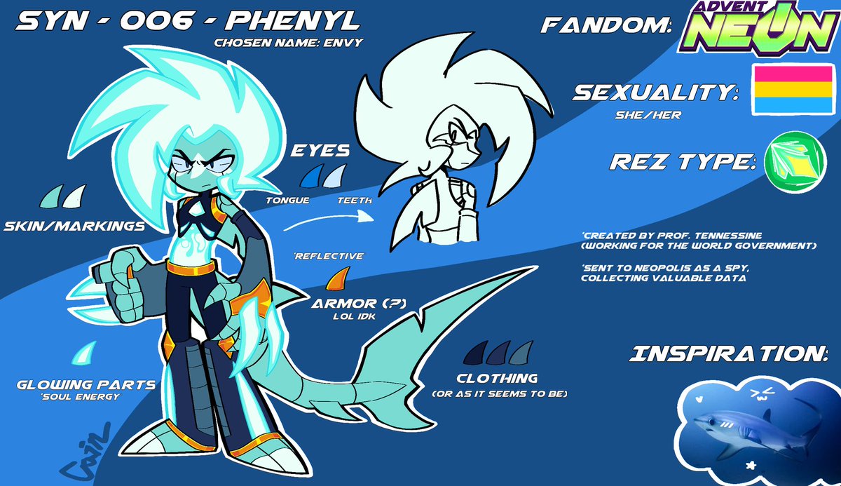 cain_nerd's tweet image. [SYN - 006 - PHENYL] The world government&apos;s own version of number 6, and weapon of secrecy instead of power (for once)

BUY THE GAME AND FOLLOW @AdventNeon (sorry Nyari she has your number too)