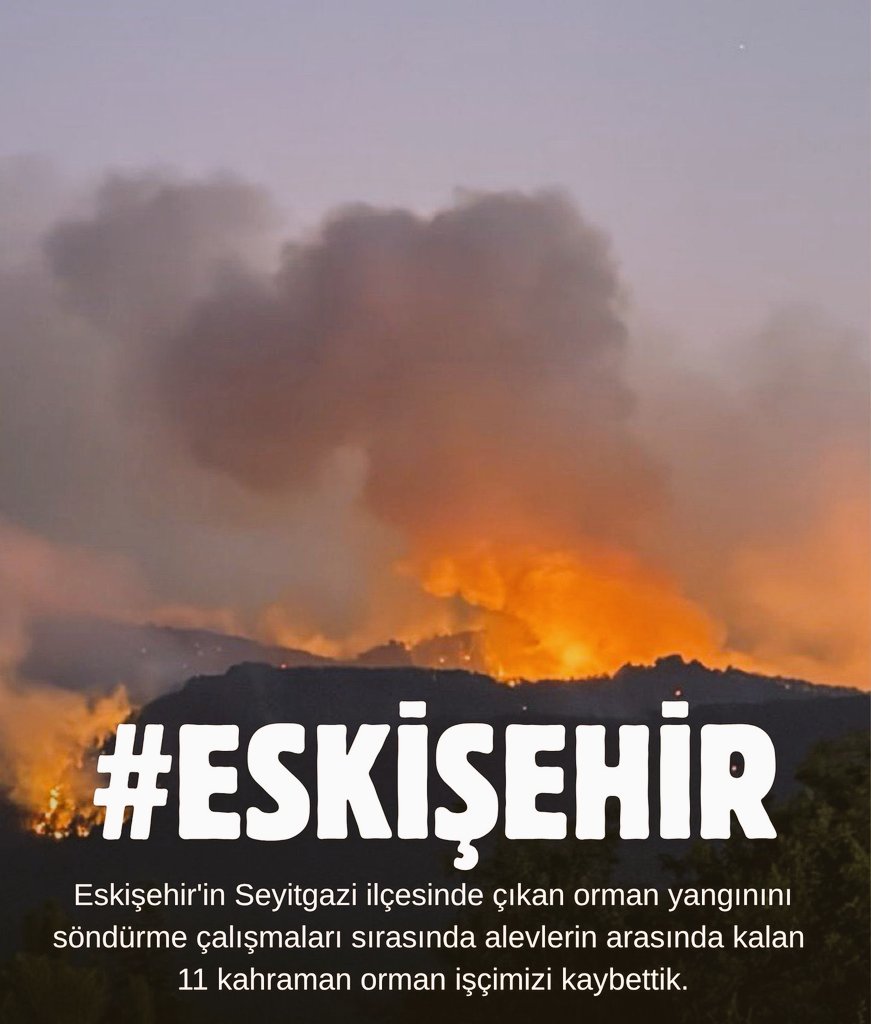 Hem ormanlarımız yandı hem yüreğimiz... 😔 

#Eskişehir'de çıkan #orman #yangını söndürme çalışmalarında alevlerin arasında kalan 11 orman görevlisi  #Şehit düştü.

Ruhları şad olsun. 

Milletimizin başı sağ olsun.