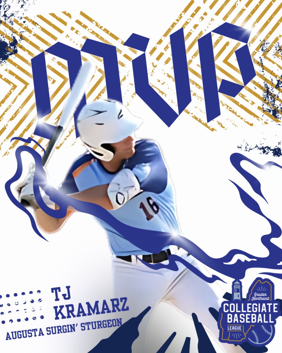 🏆 GNCBL MVP: TJ Kramarz

Augusta Surgin’ Sturgeons | CMCC

.432 AVG | .500 OBP | 1.122 OPS
5 2B | 1 3B | 10 RBI | 4 BB

Kramarz couldn't be stopped at the plate — pure production all summer long. 💥🐟

#GNCBLMVP #AugustaSturgeons #ThisIsGNCBL #MVP