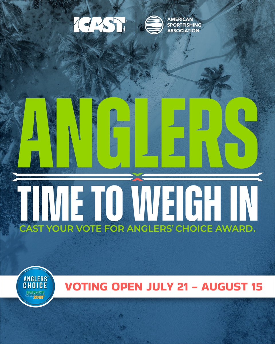 ASAFishing's tweet image. 🎣 Anglers, it’s your turn to cast a vote!
Help decide the Anglers’ Choice Award by picking your favorite ICAST Best of Category winner—and you could win exclusive prizes, including a trip for two to ICAST 2026!
Vote now 👉 surveymonkey.com/r/73WWBLZ