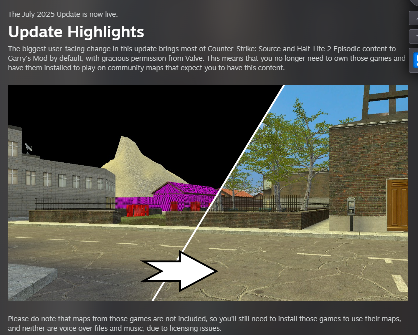 Gmod dropped an update that finally kills the need to have CSS installed for everything