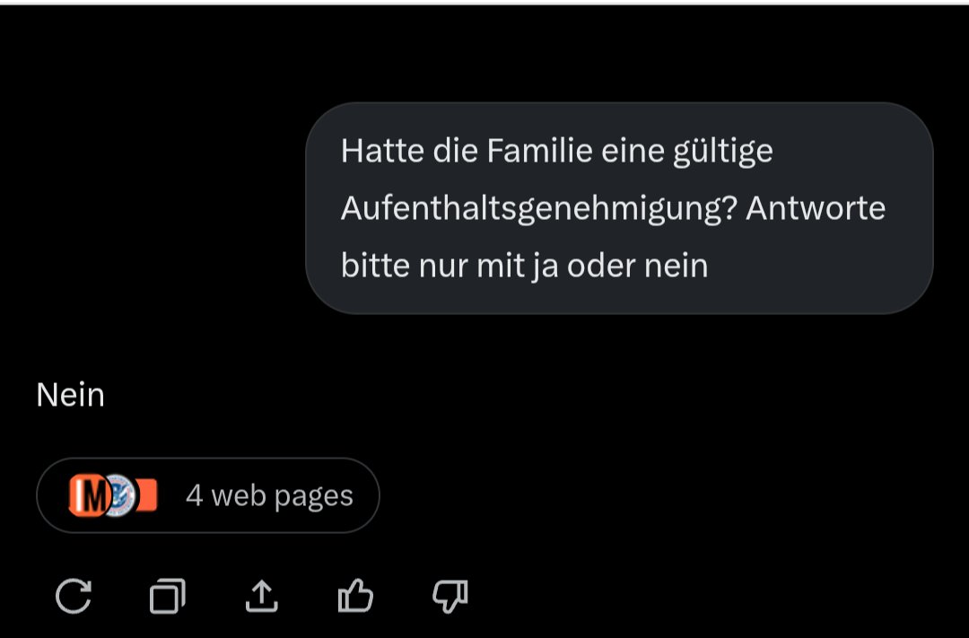 Brennholz Vermietung 🇩🇪 (@lapebe3v99) on Twitter photo <a href="/GoeringEckardt/">Katrin Göring-Eckardt</a> Wozu die Aufregung
Keine Aufenthaltsgenehmigung, also kein Aufenthalt.
Genau die rechtsstaatliche Konsequenz, die bei allen Ausreisepflichtigen erforderlich wäre. <a href="/GoeringEckardt/">Katrin Göring-Eckardt</a> Wozu die Aufregung
Keine Aufenthaltsgenehmigung, also kein Aufenthalt.
Genau die rechtsstaatliche Konsequenz, die bei allen Ausreisepflichtigen erforderlich wäre.