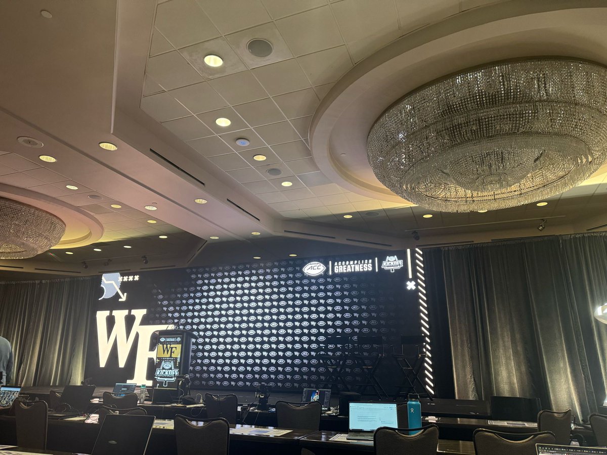CamLemons_'s tweet image. Live from ACC Kickoff where Wake Forest Head Coach Jake Dickert, RB Demond Claiborne, C Devin Kylany, DB Davaughn Patterson, and S Nick Andersen are about to take the stage