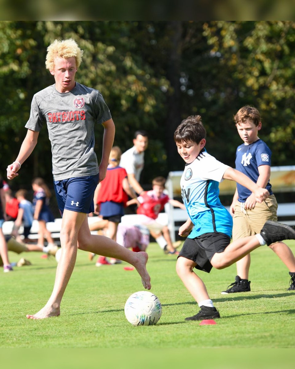 Three divisions in one building means we get plenty of moments like this!❤️ We love watching our Upper School athletes teach our younger Patriots at our Junior Patriot Clinics!⚽️ It's a great way to introduce students to new sports and have a great time as a community!💙