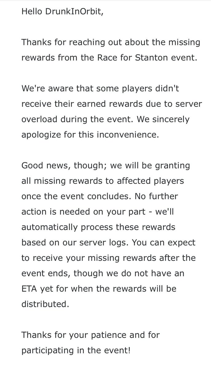 DrunkInOrbit42's tweet image. About the missing rewards. #StarCitizen