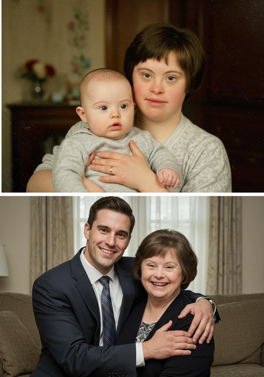 fuzia09's tweet image. A woman with Down's syndrome raised her son, who became a successful lawyer.