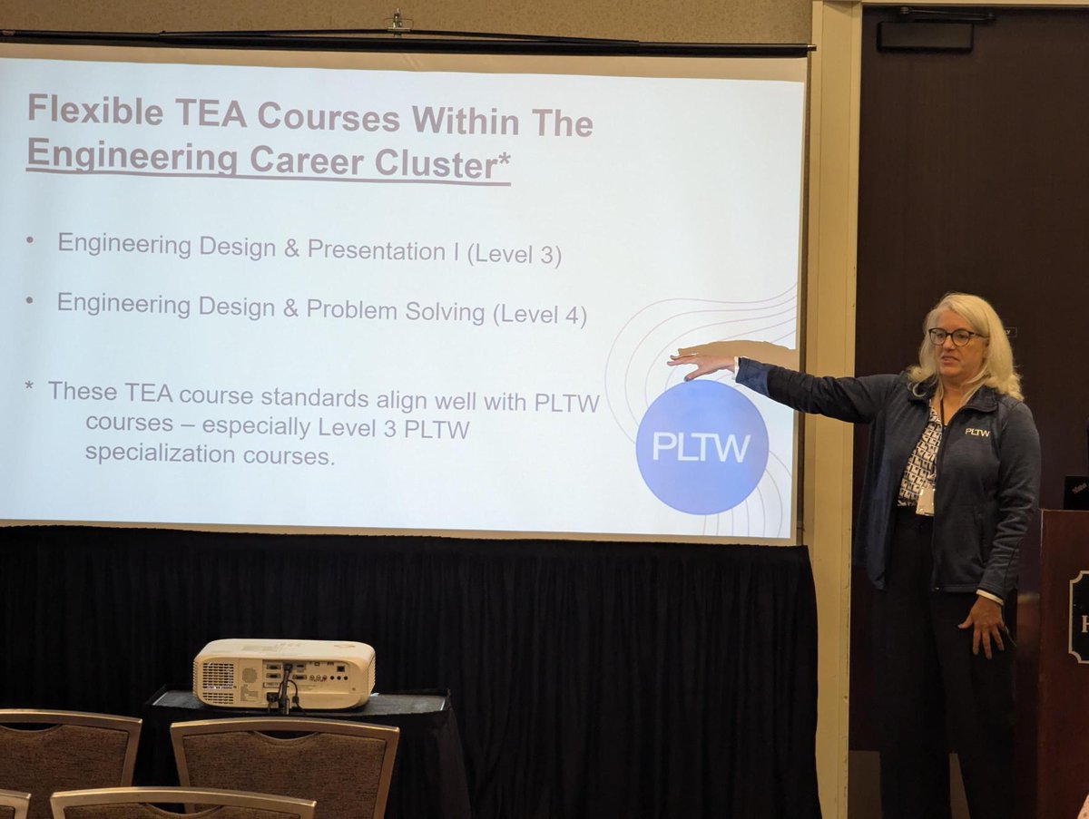 PLTWorg's tweet image. Our friends and fellow CTE leaders got the chance to learn about how PLTW's secondary courses align with new TEA/Texas Education Agency/@teainfo courses during today's session at CTAT 2025/Career and Technical Association of Texas/@texascte.
The session explored how these…