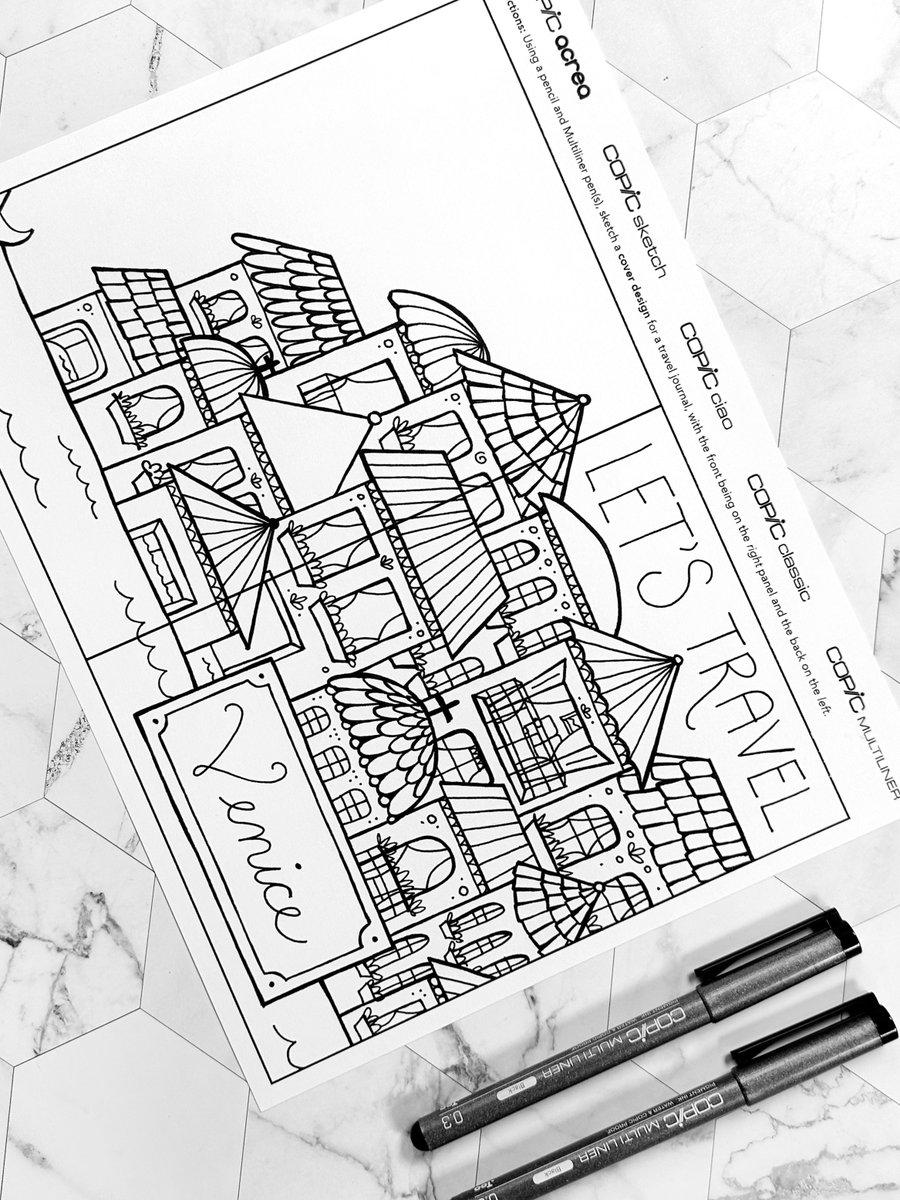 ✈️📖 We’re starting a new project—travel journals! This is a great way to incorporate our last lesson, designing and coloring monograms, into this next series.

You’ll need:
-Pencils
-Erasers
-Copic Mulitliners

Ready to design the cover for your very own travel journal?
