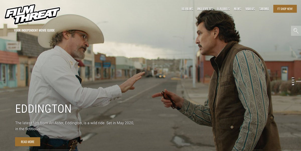 FilmThreat's tweet image. "…a wild ride..." Benjamin Franz rides out into Eddington.
filmthreat.com/reviews/edding… #SupportIndieFilm #Eddington #Western #Covid #AriAster