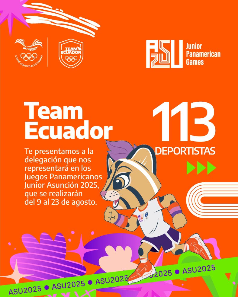 Definido Team Ecuador🇪🇨 a los Juegos Panamericanos Junior Asunción 2025

Con 113 deportistas en 21 deportes participará el país en la segunda edición del certamen multideportivo de América para menores de 23 años.

REVISA LA NÓMINA 📲coe.org.ec/2025/07/defini…