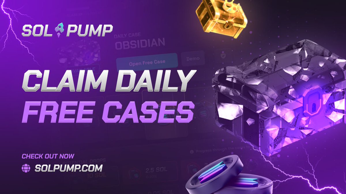 Daily FREE Cases just launched on @solpumpcom ! Legit a daily chance at FREE  SOLANA claim your case now: https://t.co/Dd5IXtvd6F