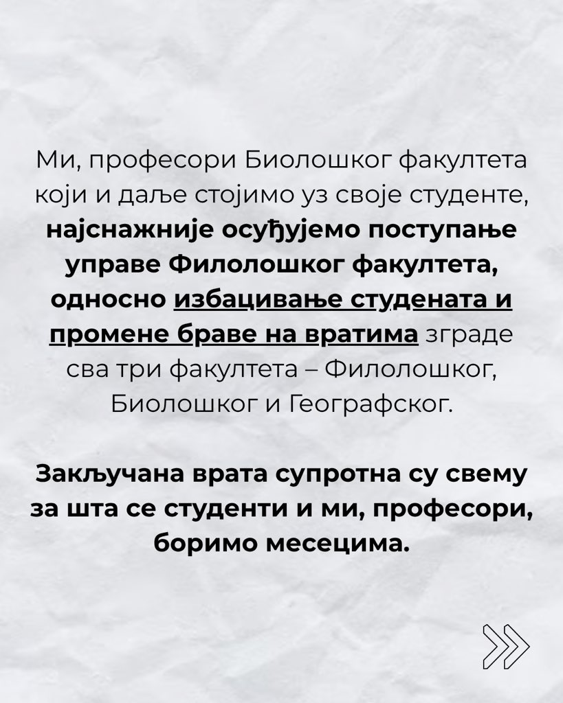 BlokadaBIO's tweet image. Saopštenje profesora Biološkog fakulteta u blokadi ‼️‼️‼️