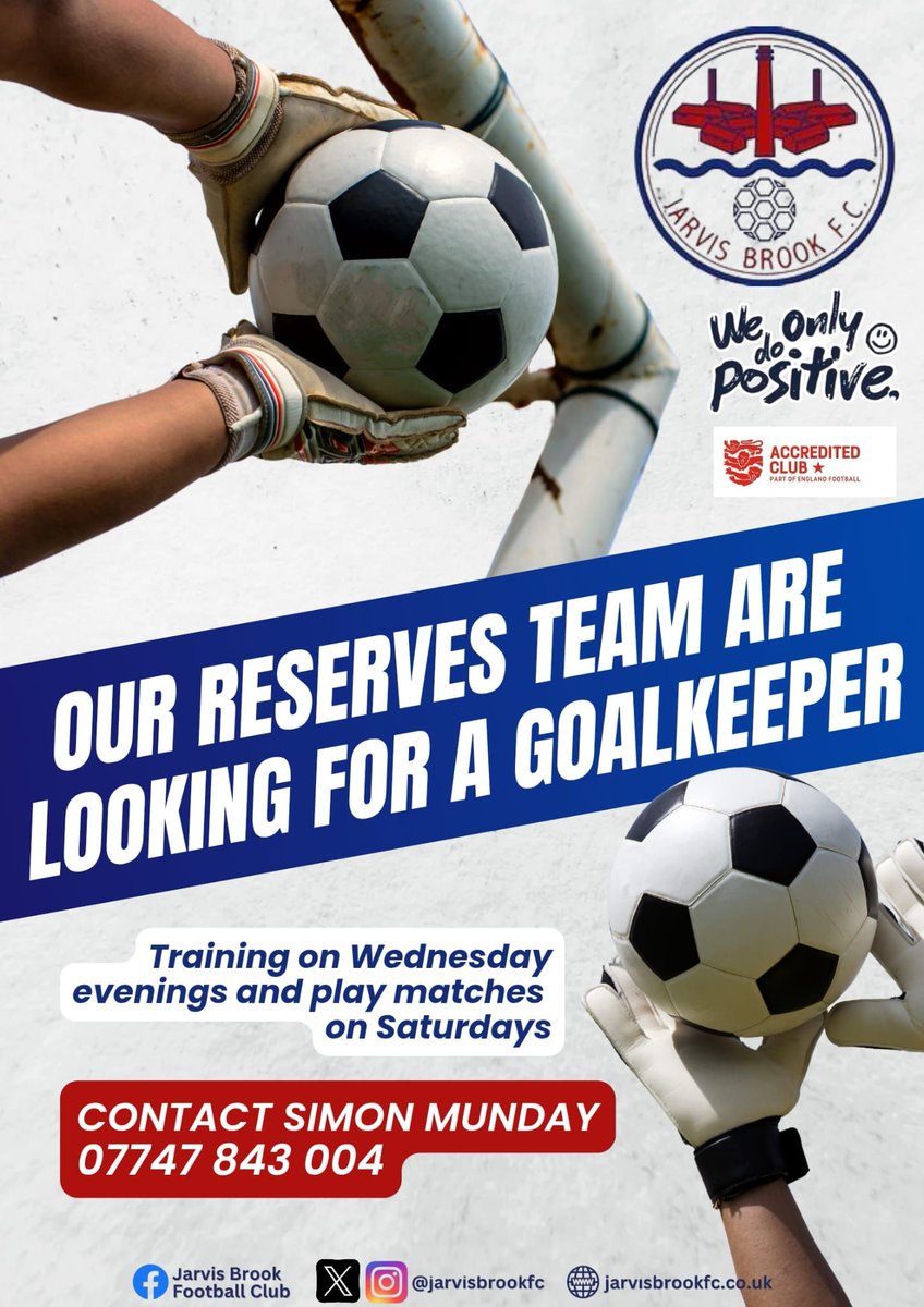 JARVISBROOKFC's tweet image. Any keepers out there in search of a new challenge? Get in touch today