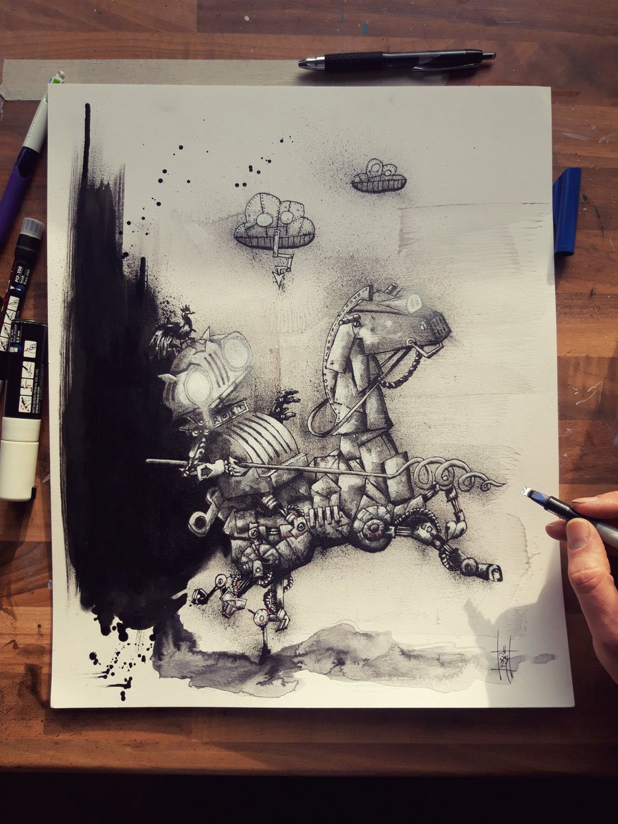 skunk_artworks's tweet image. Popular German children's book character Ritter Rost.
Ink and acrylic on paper.