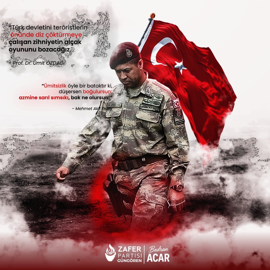 ''Türk devletini teröristlerin önünde diz çöktürmeye çalışan zihniyetin alçak oyununu bozacağız.''
- Prof. Dr. Ümit Özdağ