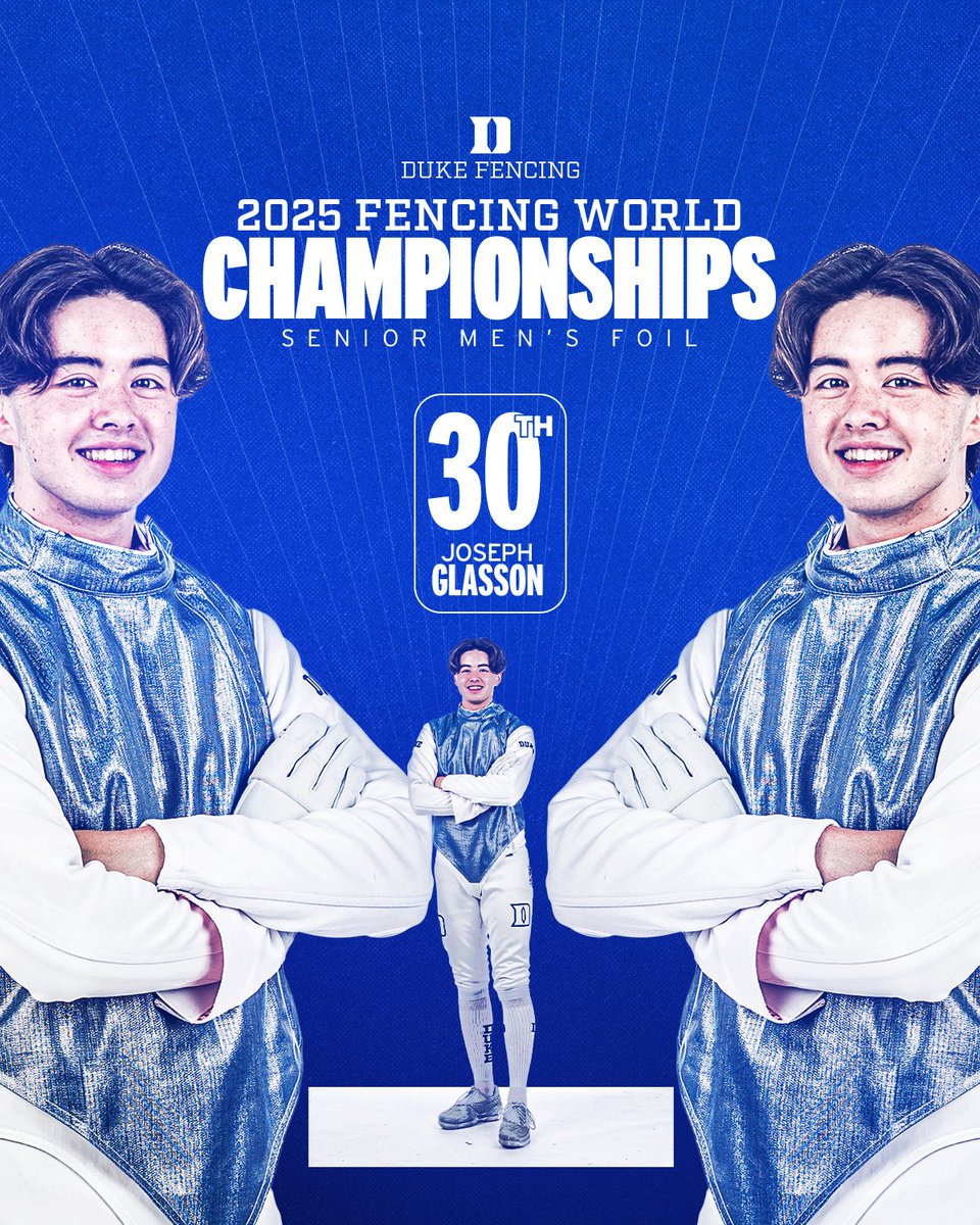 Top-30 in the world! 😈🌎🤺🇦🇺

Joseph Glasson had a stellar showing at the World Championships in Senior Men’s Foil, held in Tbilisi, Georgia! Representing Team Australia and Duke, Glasson finished among the world’s best with a Top-30 finish. 

#GoDuke
