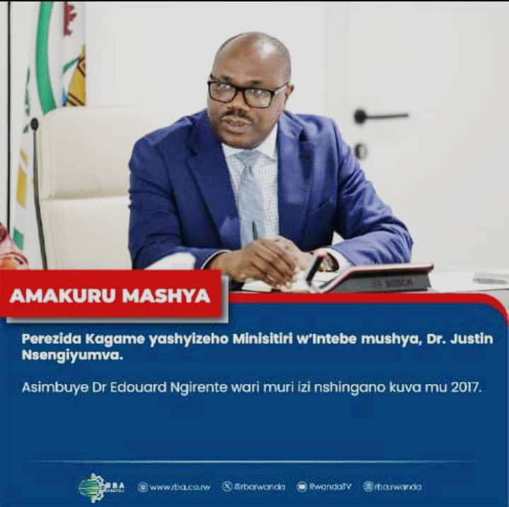THREAD: MENYA MINISITIRI W’INTEBE MUSHYA W’U RWANDA – DR. JUSTIN NSENGIYUMVA

1/
Perezida #Kagame yashyizeho Dr. Justin Nsengiyumva nka Minisitiri w’Intebe mushya w’u Rwanda. 🇷🇼
Ariko se, yari asanzwe ari nde? Twumve amateka ye muri make 👇
