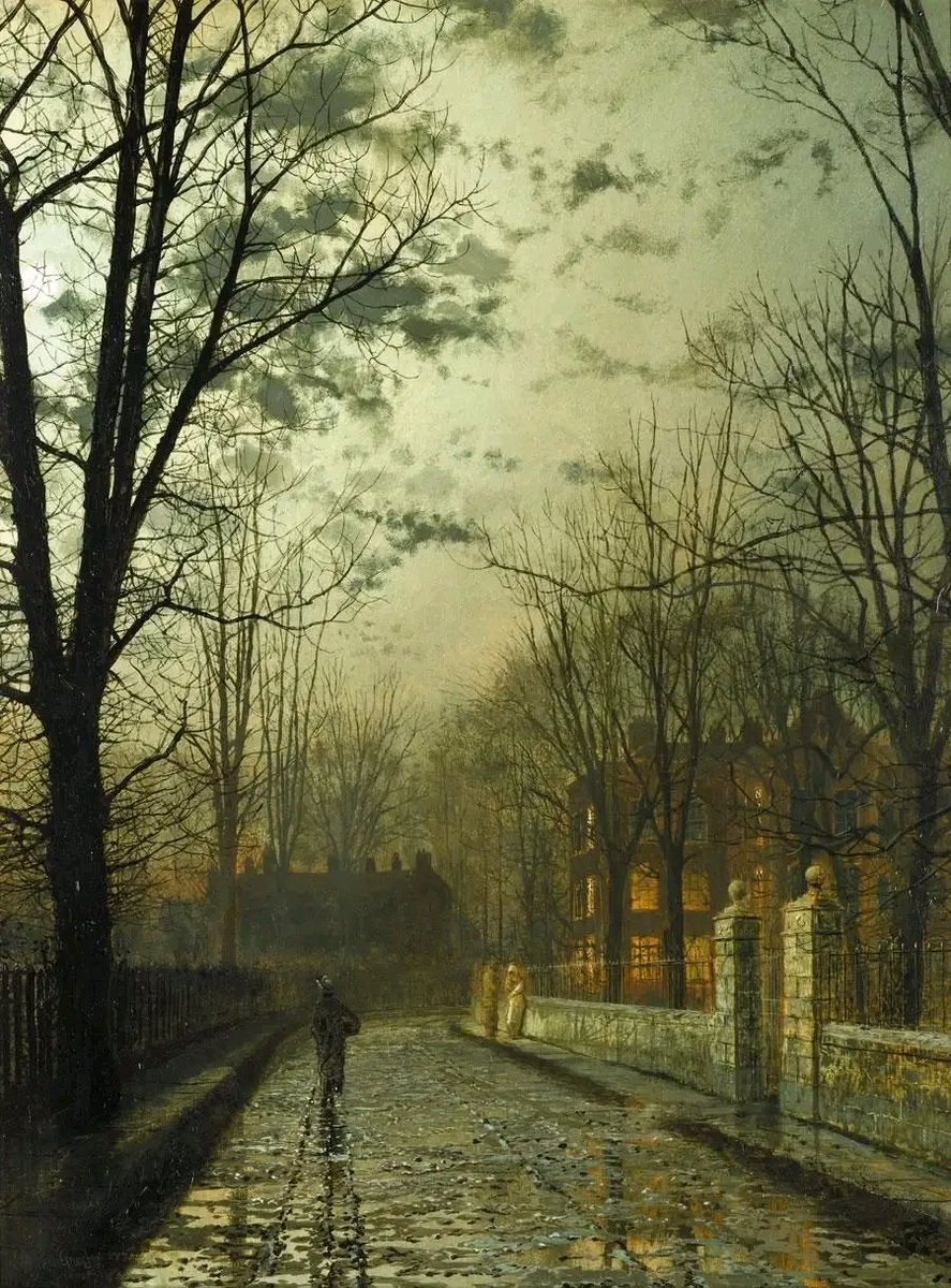 JF3336's tweet image. “I’ve always loved the night, when everyone else is asleep and the world is all mine. It’s quiet and dark—the perfect time for creativity.”

~Jonathan Harnisch - Porcelain Utopia. Art: John.Atkinson Grimshaw