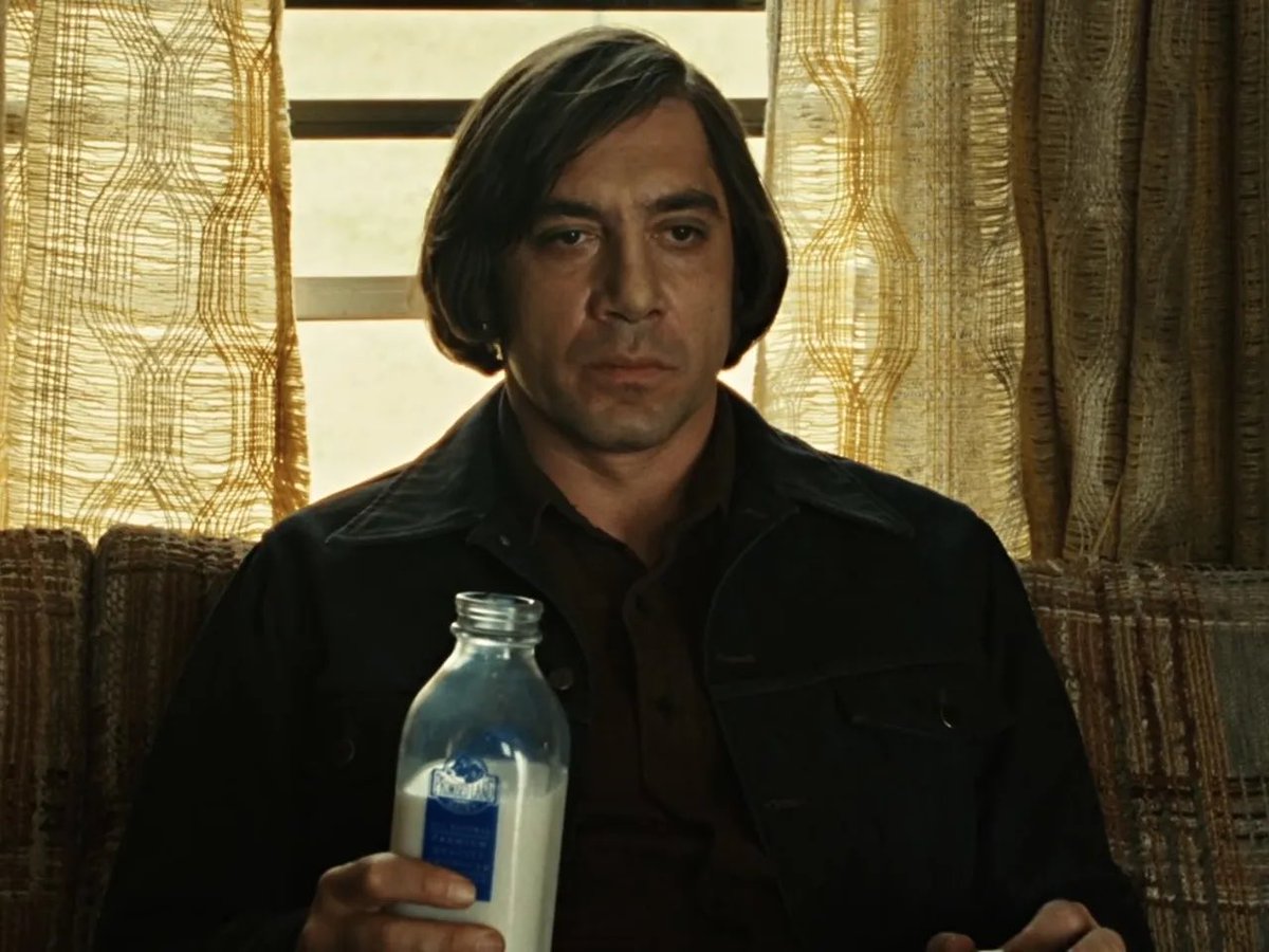 TwelveEighteenn's tweet image. Using a photo of a brothel patron taken in 1979 as a model for Anton Chigurh's hair style, the Coens were delighted with Bardem's initially creeped-out response to it. Who says a hairstyle must be flattering to be iconic?