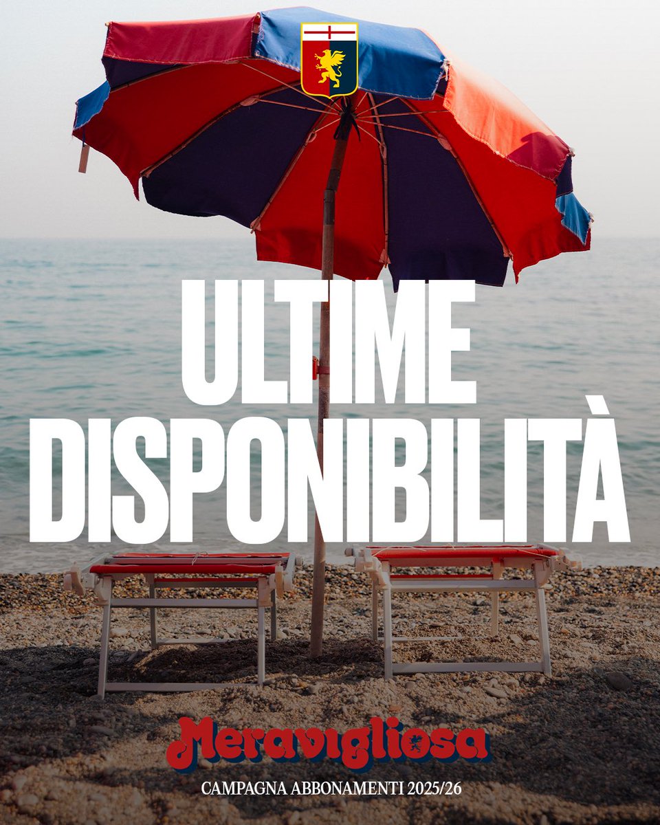 GenoaCFC's tweet image. โฑ๏ธ Ultime disponibilitร in Gradinata Zena, Laterale, Distinti e Tribuna Inferiore
๐ด๐๐๐๐๐๐๐๐๐๐๐ 2025/26 โค๏ธ๐
Abbonati ora online ๐ shorturl.at/ZEMnX