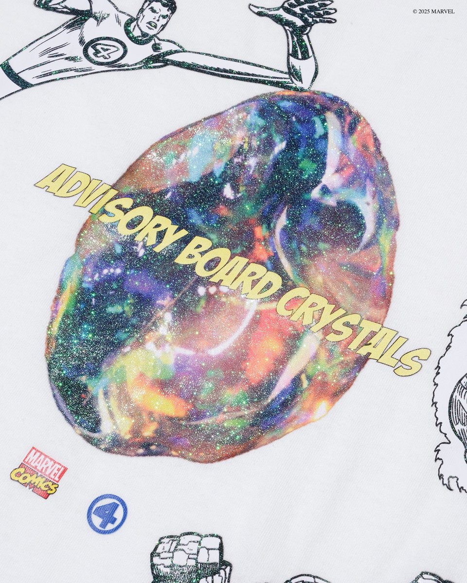 AbcCrystals's tweet image. Abc. / Fantastic Four Multiversal
Opal t-shirt
We wanted to do a shirt that felt like it came out of a 90s comic book store, but make it Abc. You didn't think we wouldn't use the throwback Marvel Comics logo at all??
Print features our signature transparent crystal glitter…