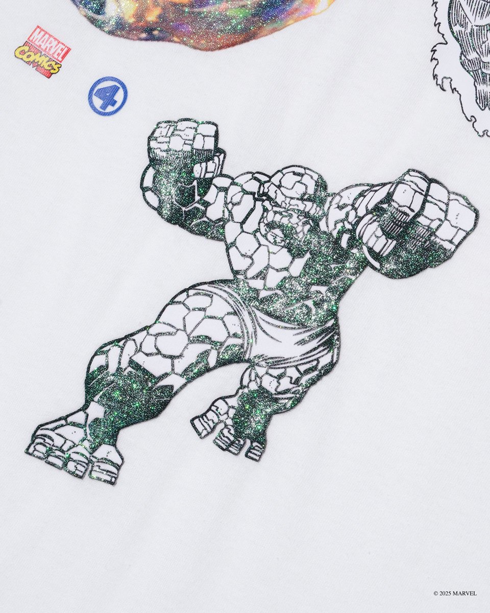 AbcCrystals's tweet image. Abc. / Fantastic Four Multiversal
Opal t-shirt
We wanted to do a shirt that felt like it came out of a 90s comic book store, but make it Abc. You didn't think we wouldn't use the throwback Marvel Comics logo at all??
Print features our signature transparent crystal glitter…