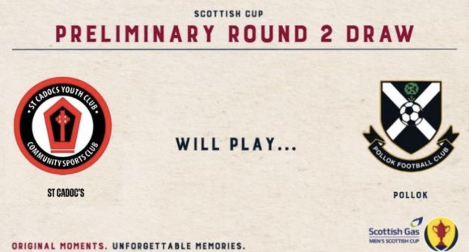 StCadocsSeniors's tweet image. The draw has been made for the @ScottishCup and it’s a Southside Derby in the 2nd Prelim Round
To be played weekend of the 30th August, everybody get tagging @BBCScotland to get them to cover this massive game 😉
#BeBetter | #MonTheCads🇾🇪