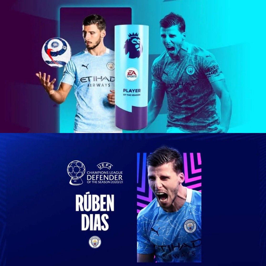 ErlingProp's tweet image. Only two defenders have ever won these awards in the same season:
Virgil Van Dijk
Ruben Dias
Refuse to believe he wonโt hit those levels again.