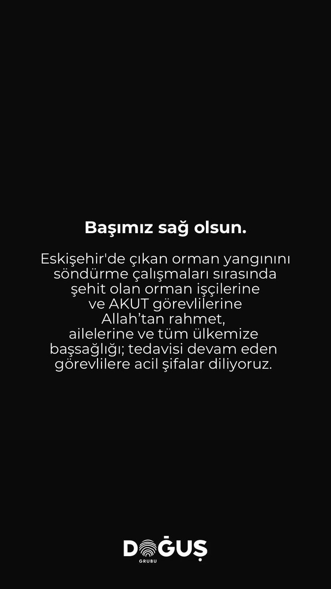 startv's tweet image. Başımız sağ olsun.
Eskişehir’de çıkan orman yangınını söndürme çalışmaları sırasında şehit olan orman işçilerine ve AKUT görevlilerine Allah’tan rahmet, ailelerine ve tüm ülkemize başsağlığı; tedavisi devam eden görevlilere acil şifalar diliyoruz.