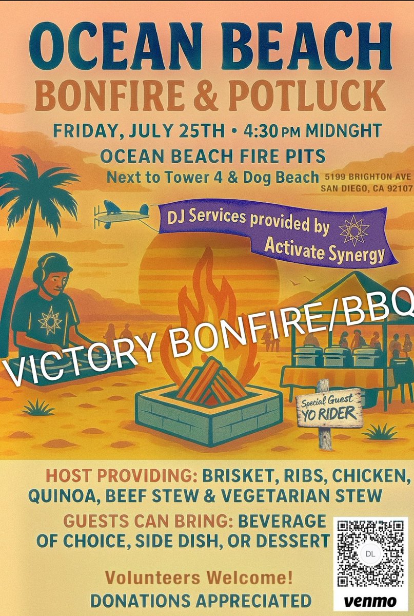 slave_2_liberty's tweet image. Join us for a
"Victory Bonfire / BBQ"
in Ocean Beach
Dan has been putting these bonfires on ever since the COVID lockdowns. He started this tradition to celebrate freedom and community. This month is especially sweet because we managed to save the bonfires here in San Diego and…