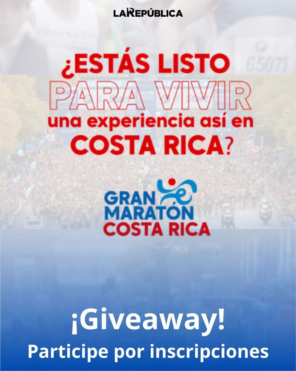 La_Republica's tweet image. #Giveaway || Participe en este giveaway y gane una inscripción para la Gran Maratón Costa Rica. 🏃 🏃♀️ Siga estos sencillos pasos:
1. Siga a @La_Republica en X.
2. Etiquete a una persona en los comentarios
3. Complete el siguiente formulario: forms.gle/VW1Dr6gZEoFyd4…
…