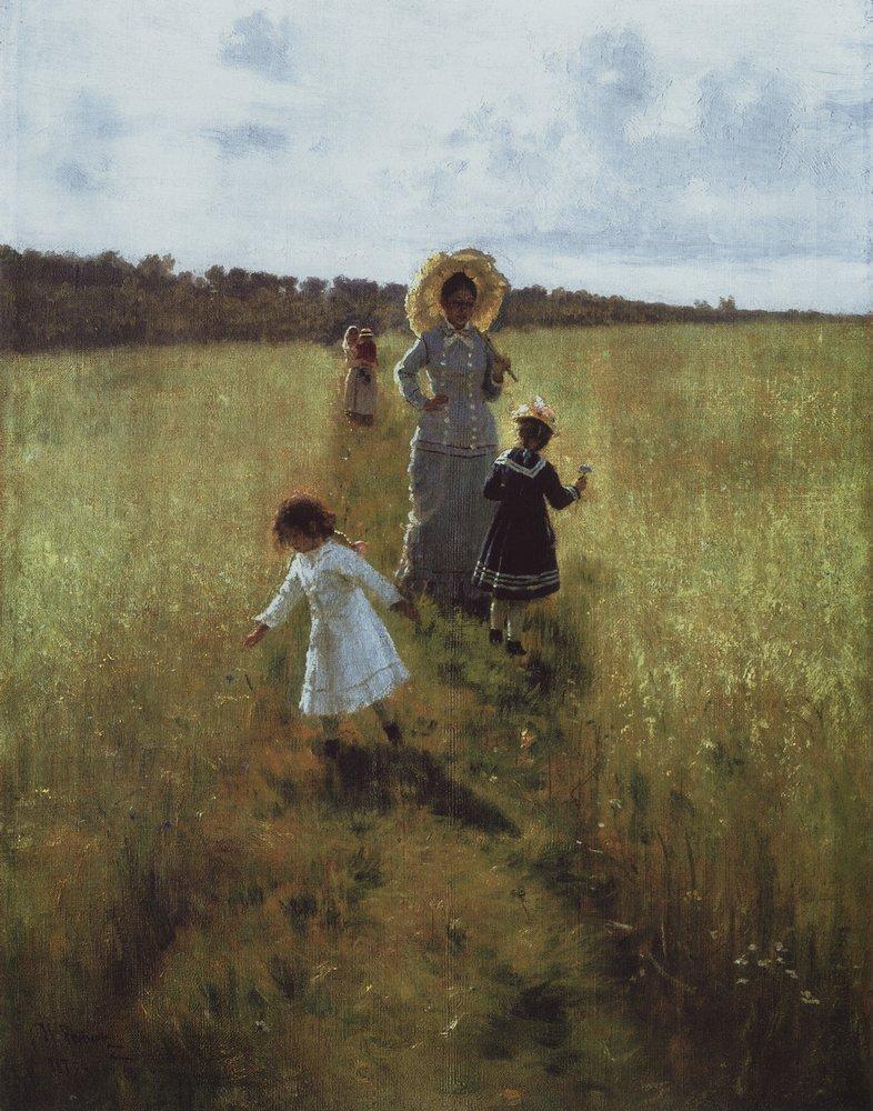 artistilyarepin's tweet image. On the boundary path. V.A. Repina with children going on the boundary path #artbots #repin