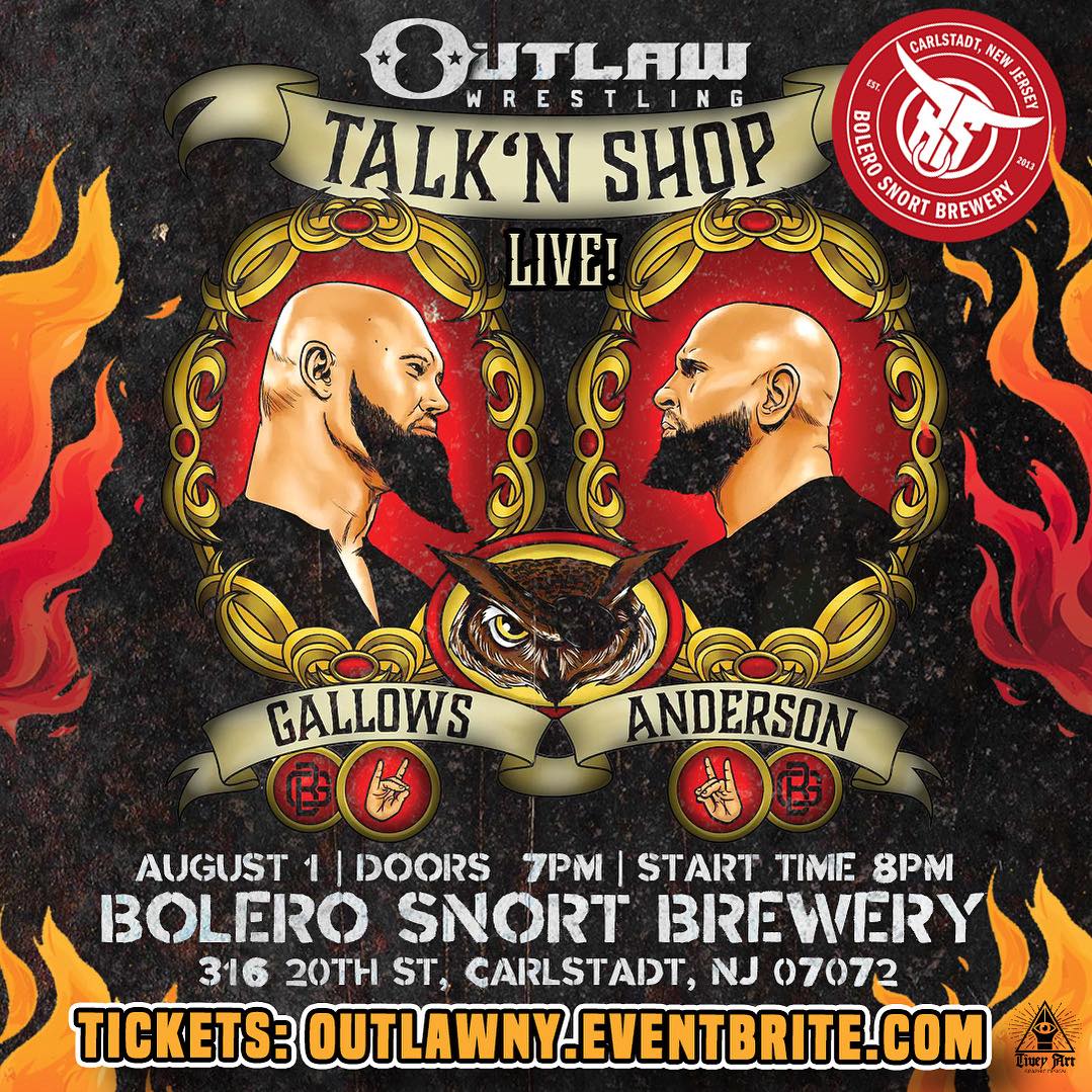BoleroSnort's tweet image. AUGUST 1ST @OutlawProWres
@MachineGunKA x @The_BigLG
LIVE POD RECORDING + Holy Grail Burger POP UP
Tickets Here: tinyurl.com/talknshoplivep…
#talknshop #gallows #anderson #wrestling #summerslam