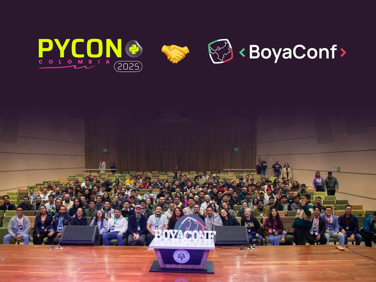 pyconcolombia's tweet image. 🐍💙 Desde PyCon Colombia celebramos el crecimiento de espacios que fortalecen la comunidad tech 🤝
Queremos invitarte a ser parte de #BoyaConf2025, organizada por la comunidad @boyaca_dev, se realizará en Tunja, Boyacá los días 10 y 11 de octubre.
🔗 2025.boyaconf.com